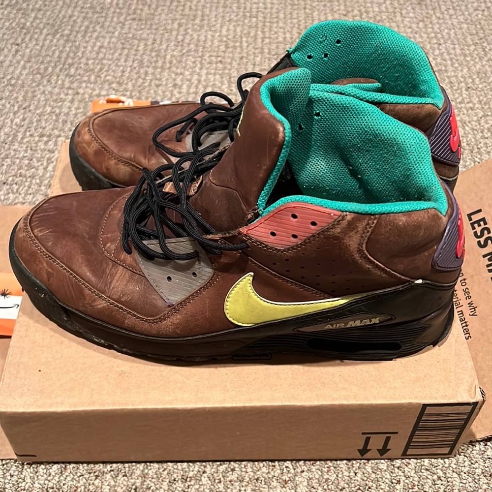 Nike Air Max 90 Sneaker Boots Brown Leather Size 12 316339-271